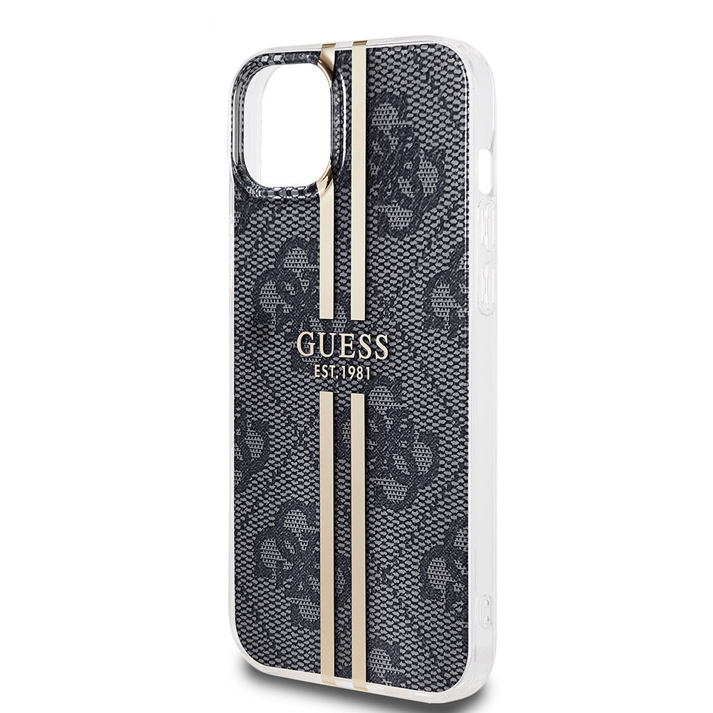 Husa pentru Apple iPhone 15 Plus, Guess, IML 4G Gold Stripe, Neagra