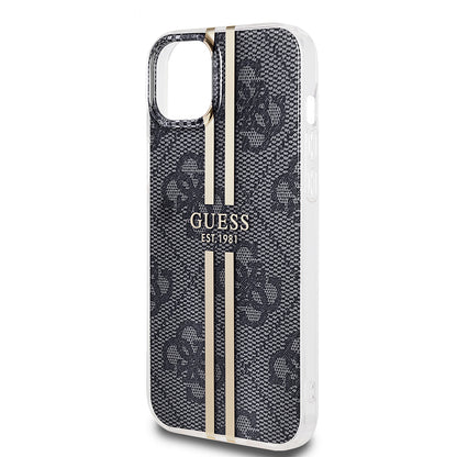 Husa pentru Apple iPhone 15 Plus, Guess, IML 4G Gold Stripe, Neagra