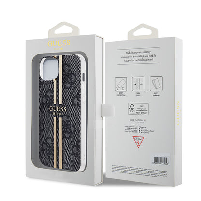 Husa pentru Apple iPhone 15 Plus, Guess, IML 4G Gold Stripe, Neagra