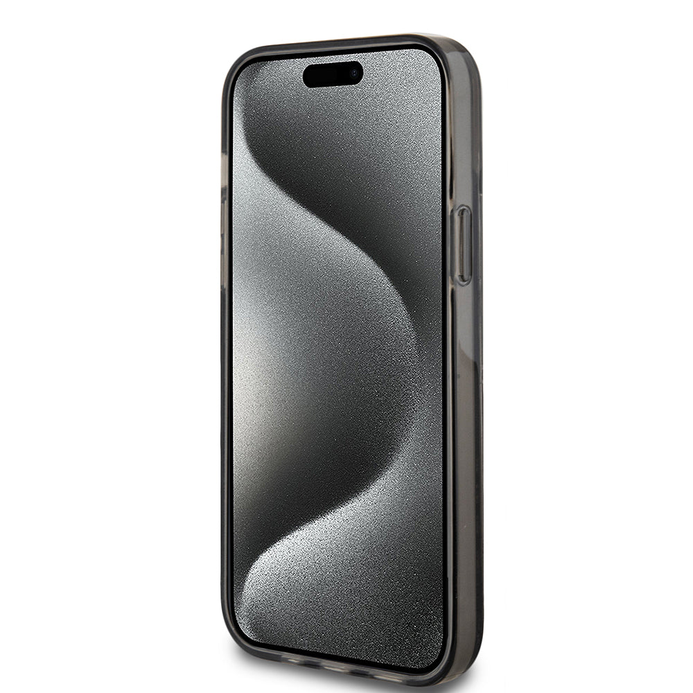 Husa pentru Apple iPhone 15 Plus, Guess, Liquid Glitter Gold Stripes, Neagra