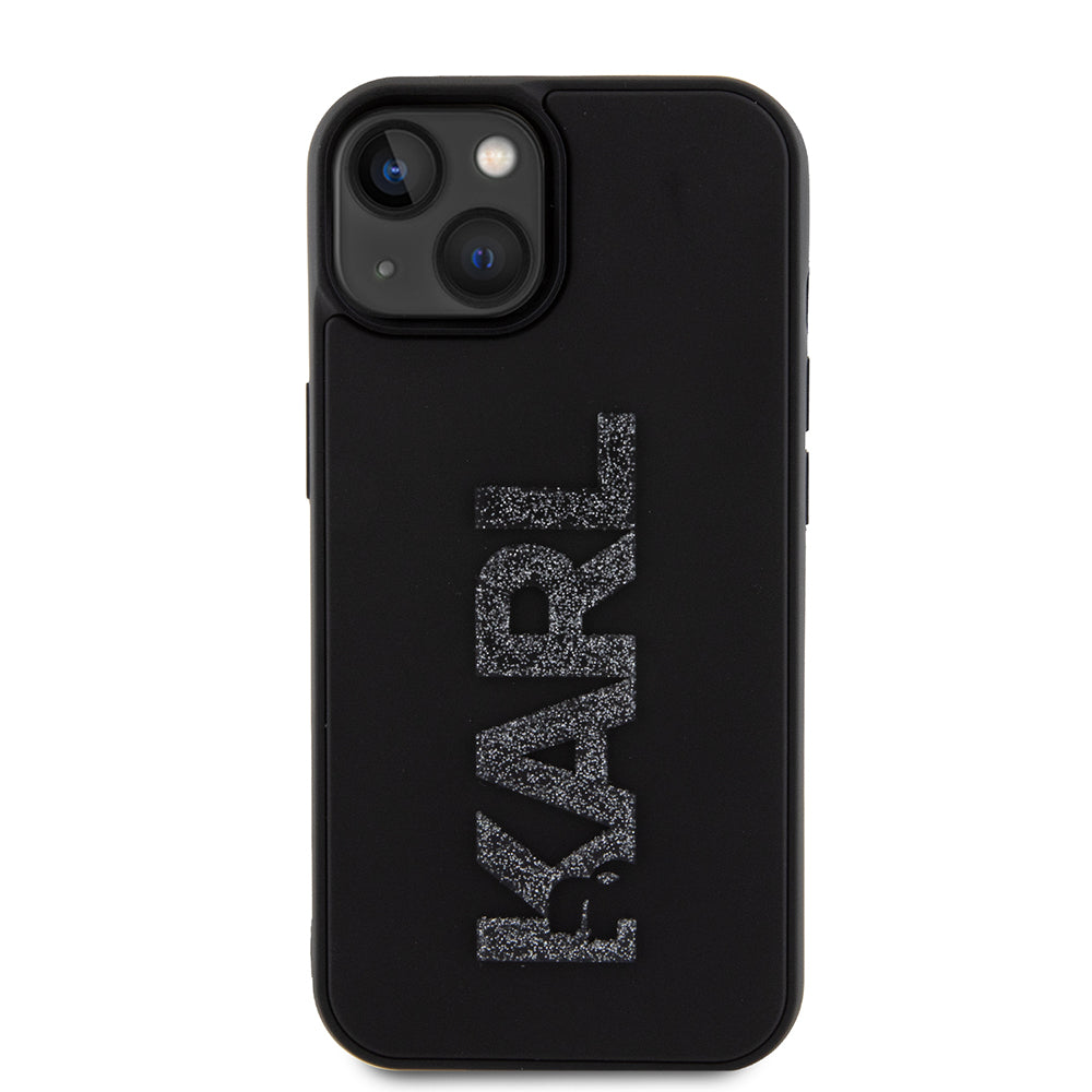 Husa pentru Apple iPhone 15 Plus, Karl Lagerfeld, 3D Rubber Glitter Logo, Neagra
