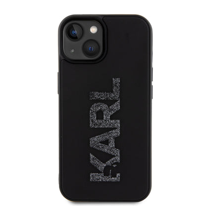 Husa pentru Apple iPhone 15 Plus, Karl Lagerfeld, 3D Rubber Glitter Logo, Neagra