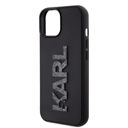 Husa pentru Apple iPhone 15 Plus, Karl Lagerfeld, 3D Rubber Glitter Logo, Neagra
