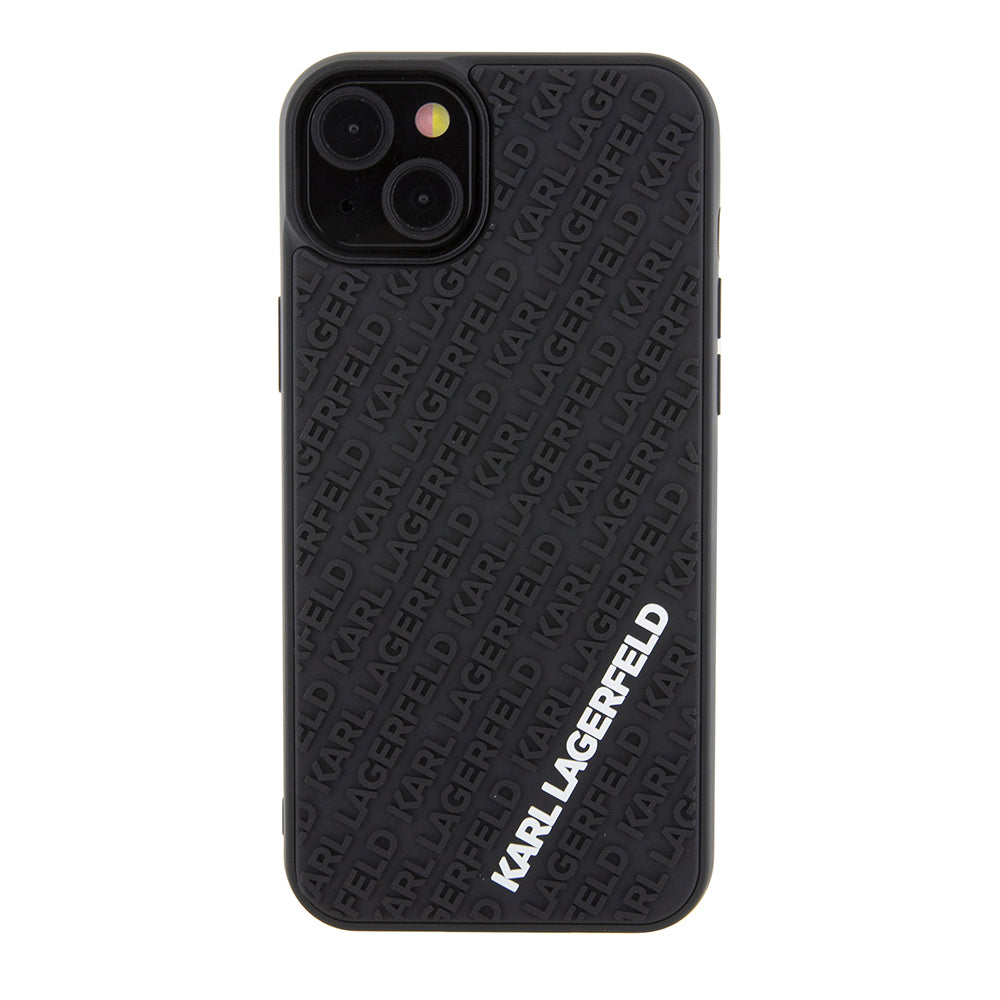 Husa pentru Apple iPhone 15 Plus, Karl Lagerfeld, 3D Rubber Multi Logo, Neagra