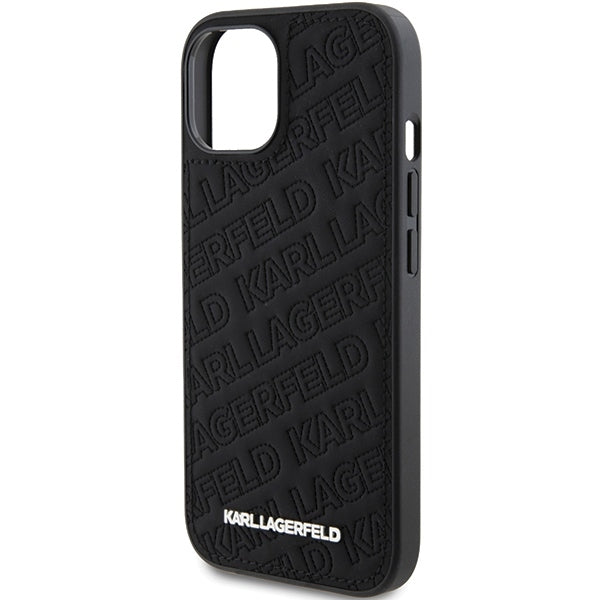 Husa pentru Apple iPhone 15 Plus, Karl Lagerfeld, Diagonal Quilted K Pattern, Neagra