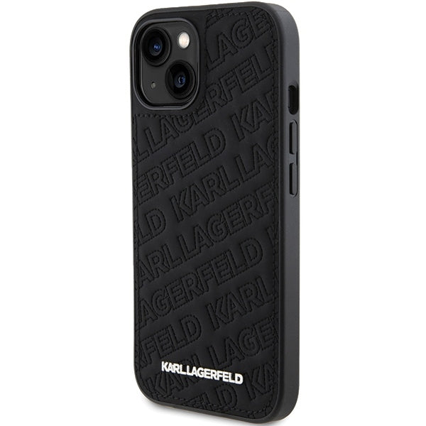 Husa pentru Apple iPhone 15 Plus, Karl Lagerfeld, Diagonal Quilted K Pattern, Neagra