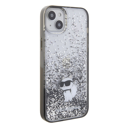 Husa pentru Apple iPhone 15 Plus, Karl Lagerfeld, Liquid Glitter Choupette, Transparenta