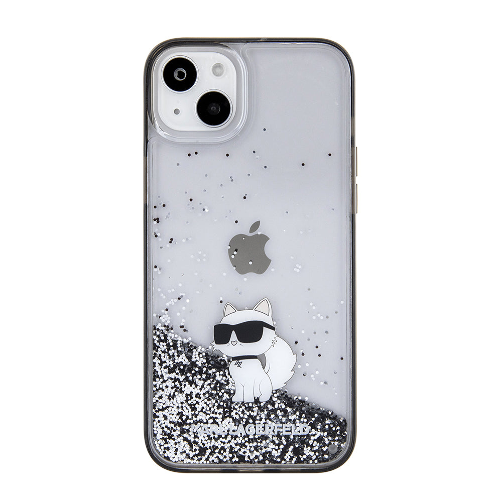 Husa pentru Apple iPhone 15 Plus, Karl Lagerfeld, Liquid Glitter Choupette, Transparenta