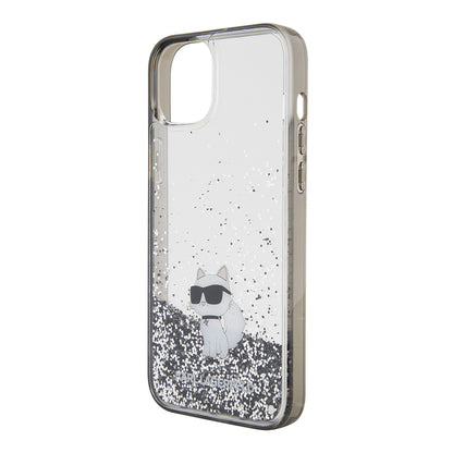 Husa pentru Apple iPhone 15 Plus, Karl Lagerfeld, Liquid Glitter Choupette, Transparenta