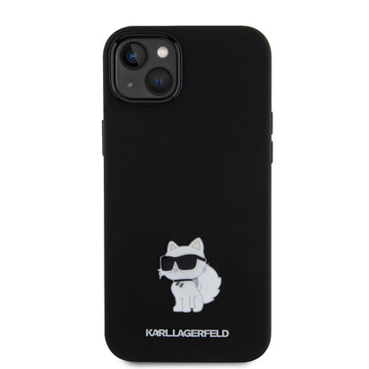 Husa pentru Apple iPhone 15 Plus, Karl Lagerfeld, Silicone Choupette Metal, Neagra