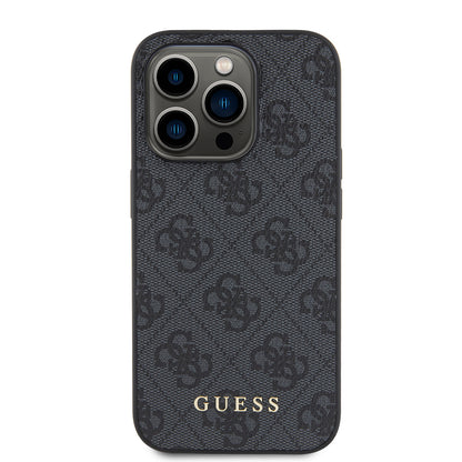 Husa pentru Apple iPhone 15 Pro, Guess, 4G Metal Gold Logo, Gri