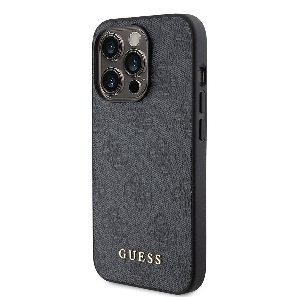 Husa pentru Apple iPhone 15 Pro, Guess, 4G Metal Gold Logo, Gri