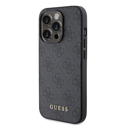 Husa pentru Apple iPhone 15 Pro, Guess, 4G Metal Gold Logo, Gri