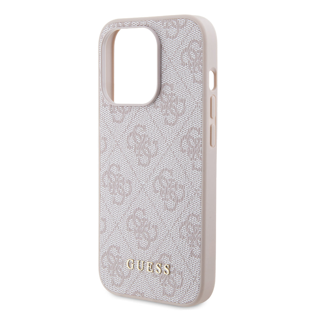 Husa pentru Apple iPhone 15 Pro, Guess, 4G Metal Gold Logo, Roz