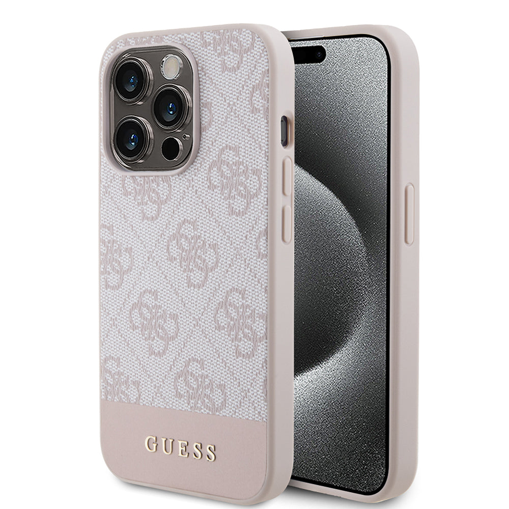 Husa pentru Apple iPhone 15 Pro, Guess, 4G Stripe, Roz