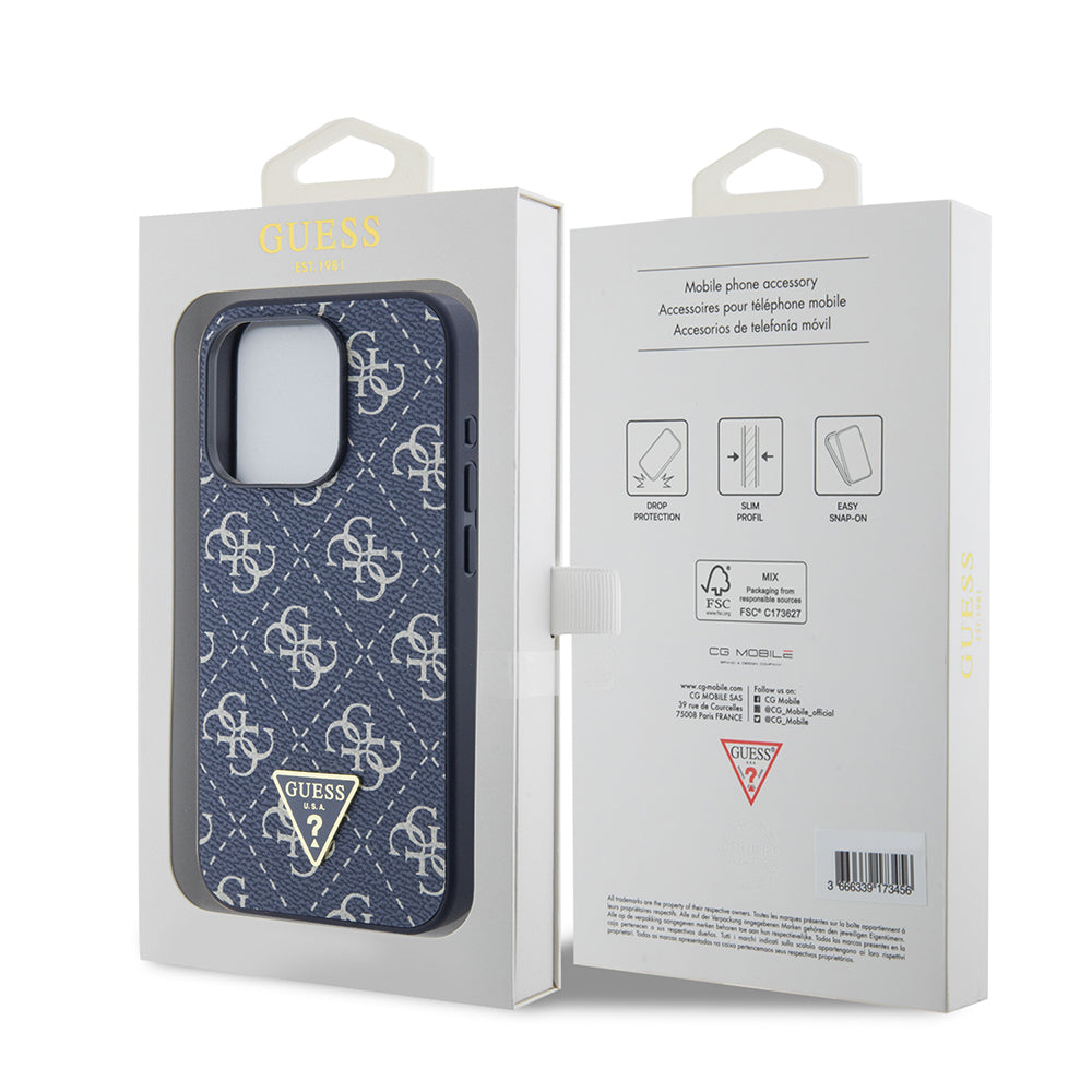 Husa pentru Apple iPhone 15 Pro, Guess, 4G Triangle Logo, Albastra