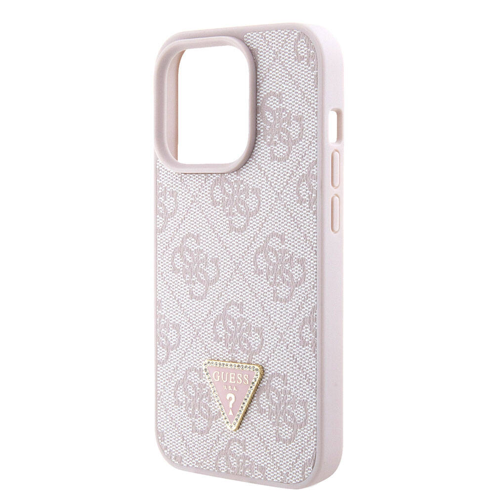 Husa pentru Apple iPhone 15 Pro, Guess, Crossbody 4G Metal Logo, Roz