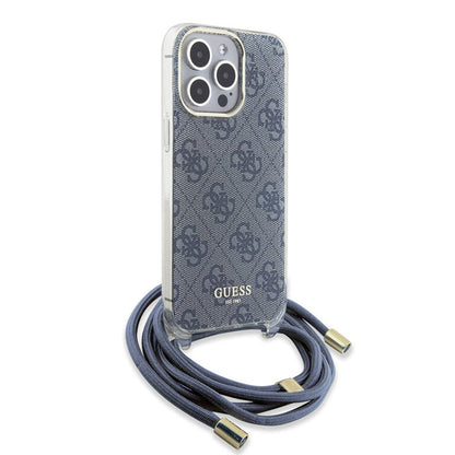 Husa pentru Apple iPhone 15 Pro, Guess, Crossbody Cord 4G Print, Albastra