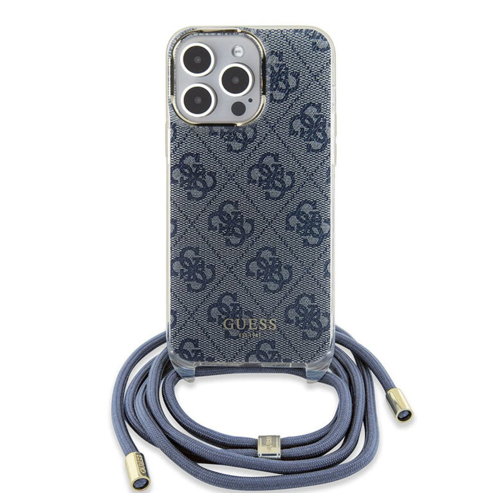 Husa pentru Apple iPhone 15 Pro, Guess, Crossbody Cord 4G Print, Albastra