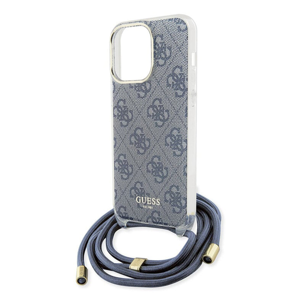 Husa pentru Apple iPhone 15 Pro, Guess, Crossbody Cord 4G Print, Albastra
