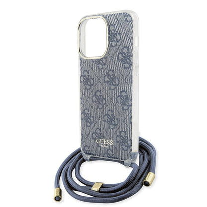Husa pentru Apple iPhone 15 Pro, Guess, Crossbody Cord 4G Print, Albastra