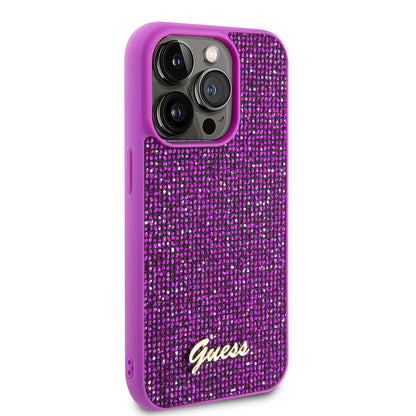 Husa pentru Apple iPhone 15 Pro, Guess, Disco Metal Script, Fucsia