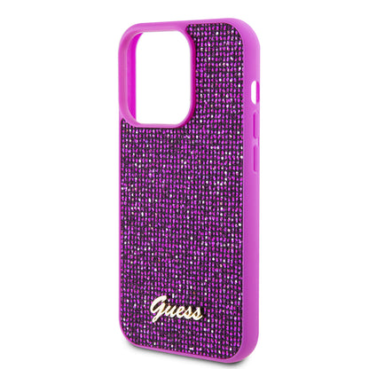 Husa pentru Apple iPhone 15 Pro, Guess, Disco Metal Script, Fucsia