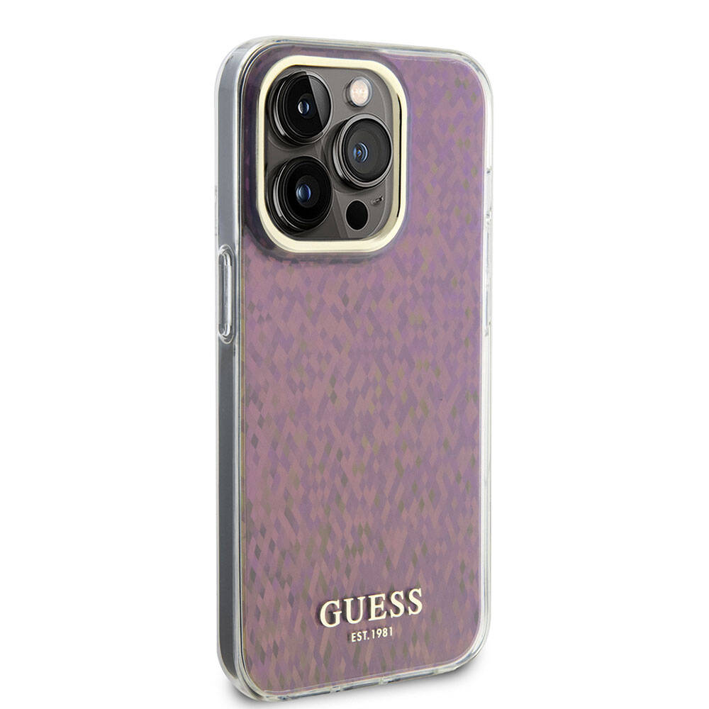 Husa pentru Apple iPhone 15 Pro, Guess, IML Faceted Mirror Disco Iridescent, Roz