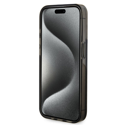 Husa pentru Apple iPhone 15 Pro, Guess, Liquid Glitter Gold Stripe, Neagra