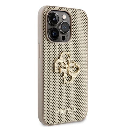 Husa pentru Apple iPhone 15 Pro, Guess, Perforated 4G, Aurie