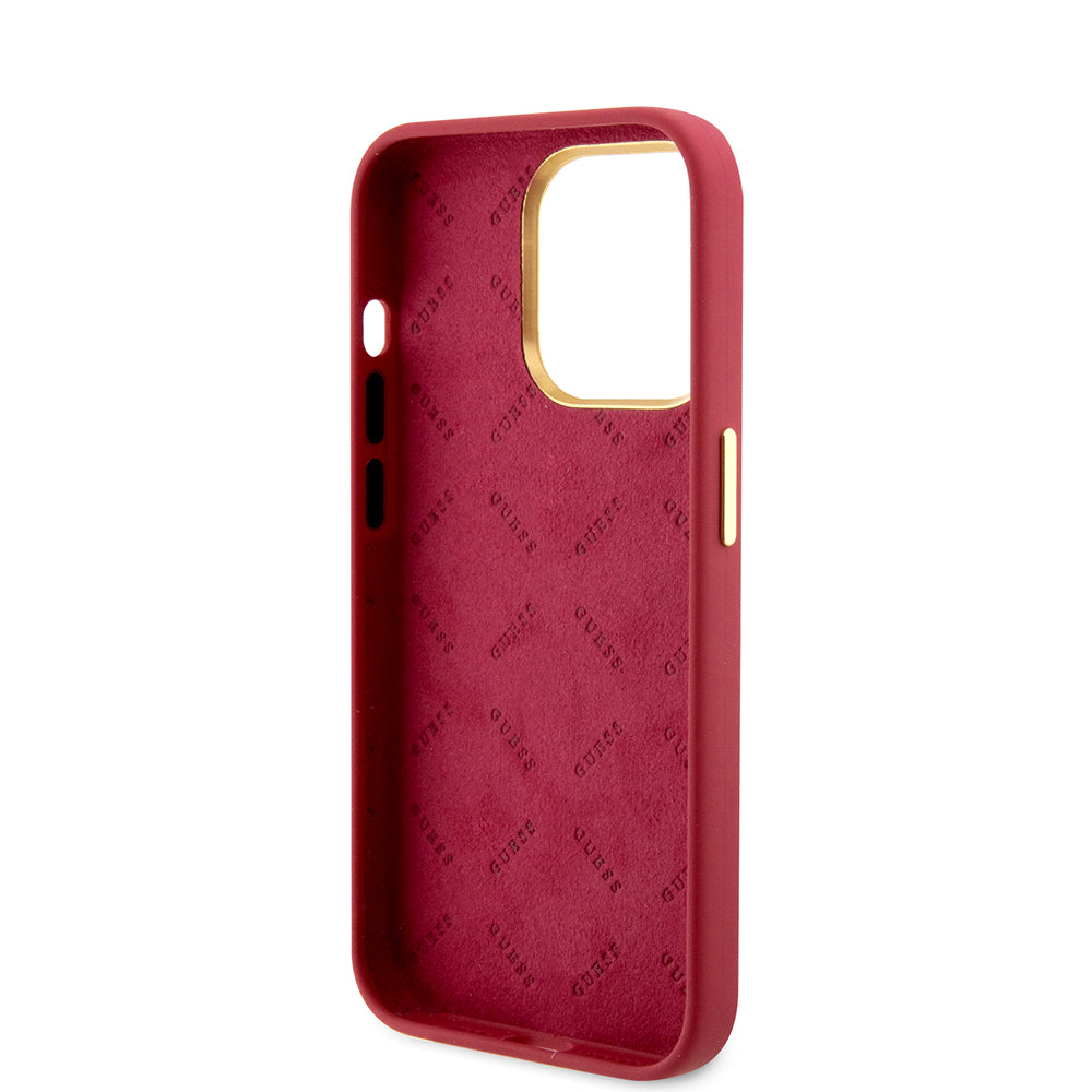 Husa pentru Apple iPhone 15 Pro, Guess, Script Metal Logo & Frame, Rosie