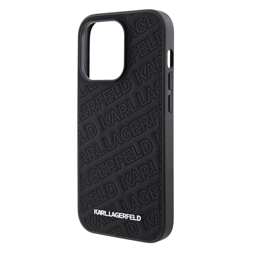 Husa pentru Apple iPhone 15 Pro, Karl Lagerfeld, Diagonal Quilted K Pattern, Neagra
