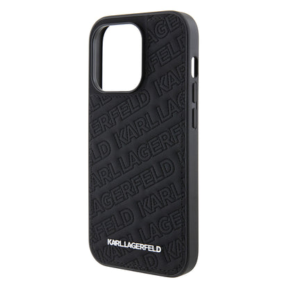 Husa pentru Apple iPhone 15 Pro, Karl Lagerfeld, Diagonal Quilted K Pattern, Neagra