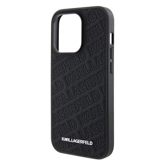 Husa pentru Apple iPhone 15 Pro, Karl Lagerfeld, Diagonal Quilted K Pattern, Neagra
