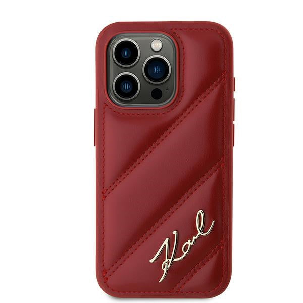 Husa pentru Apple iPhone 15 Pro, Karl Lagerfeld, Diagonal Quilted Script, Rosie