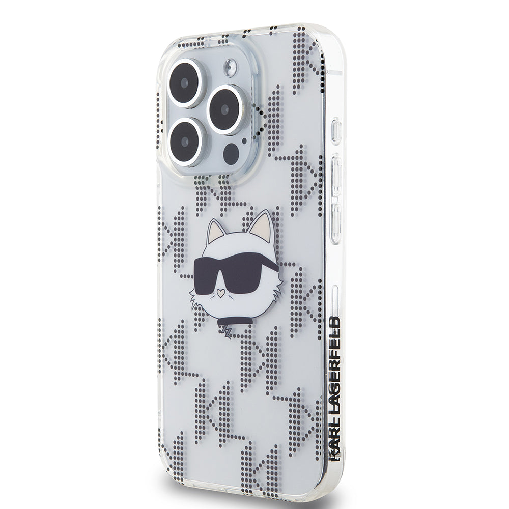 Husa pentru Apple iPhone 15 Pro, Karl Lagerfeld, IML Electroplated Choupette Head, Transparenta