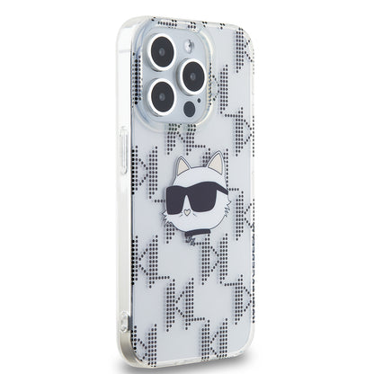 Husa pentru Apple iPhone 15 Pro, Karl Lagerfeld, IML Electroplated Choupette Head, Transparenta