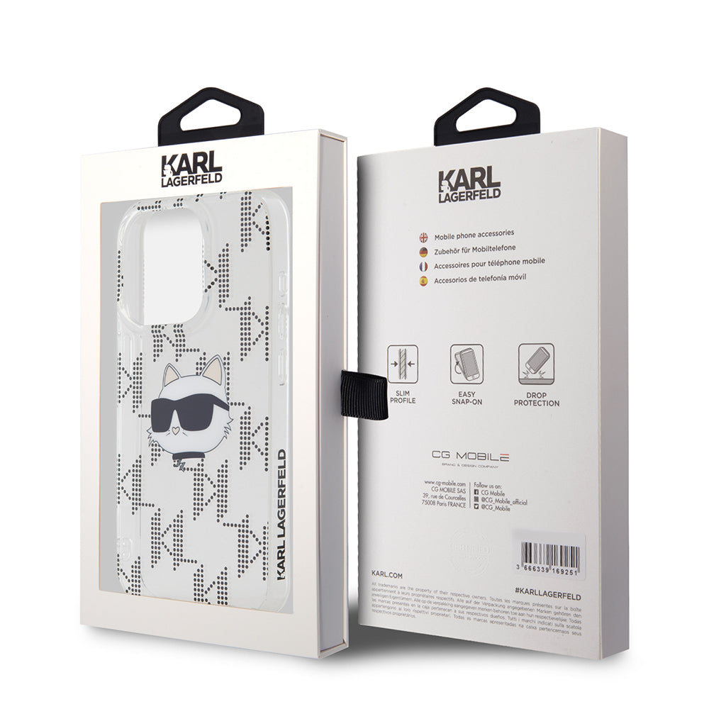 Husa pentru Apple iPhone 15 Pro, Karl Lagerfeld, IML Electroplated Choupette Head, Transparenta