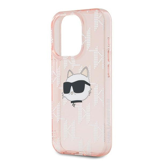 Husa pentru Apple iPhone 15 Pro, Karl Lagerfeld, IML Luxury Monogram Choupette's Head, Roz