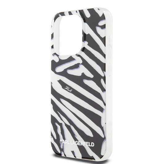 Husa pentru Apple iPhone 15 Pro, Karl Lagerfeld, IML Luxury Zebra Pattern with Strap, Neagra