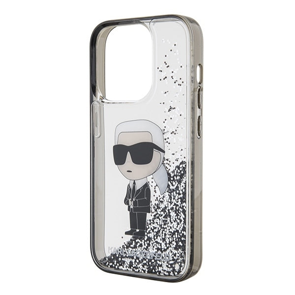 Husa pentru Apple iPhone 15 Pro, Karl Lagerfeld, Liquid Glitter Ikonik Karl, Transparenta