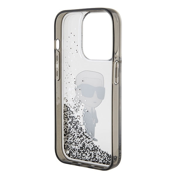 Husa pentru Apple iPhone 15 Pro, Karl Lagerfeld, Liquid Glitter Ikonik Karl, Transparenta