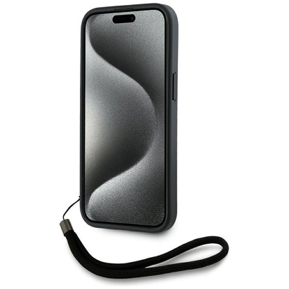 Husa pentru Apple iPhone 15 Pro, Karl Lagerfeld, Saffiano Athleisure Stripes with Strap, Rosie