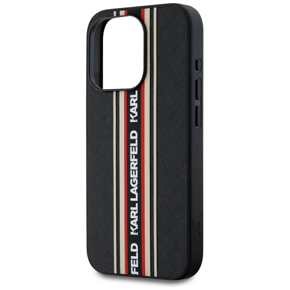 Husa pentru Apple iPhone 15 Pro, Karl Lagerfeld, Saffiano Athleisure Stripes with Strap, Rosie