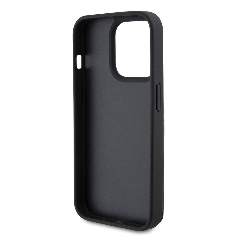 Husa pentru Apple iPhone 15 Pro, Karl Lagerfeld, Saffiano Cardslots and Stand Monogram Choupette, Neagra