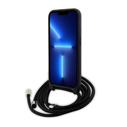 Husa pentru Apple iPhone 15 Pro, Karl Lagerfeld, Saffiano Crossbody Monogram Metal Pin Karl, Neagra