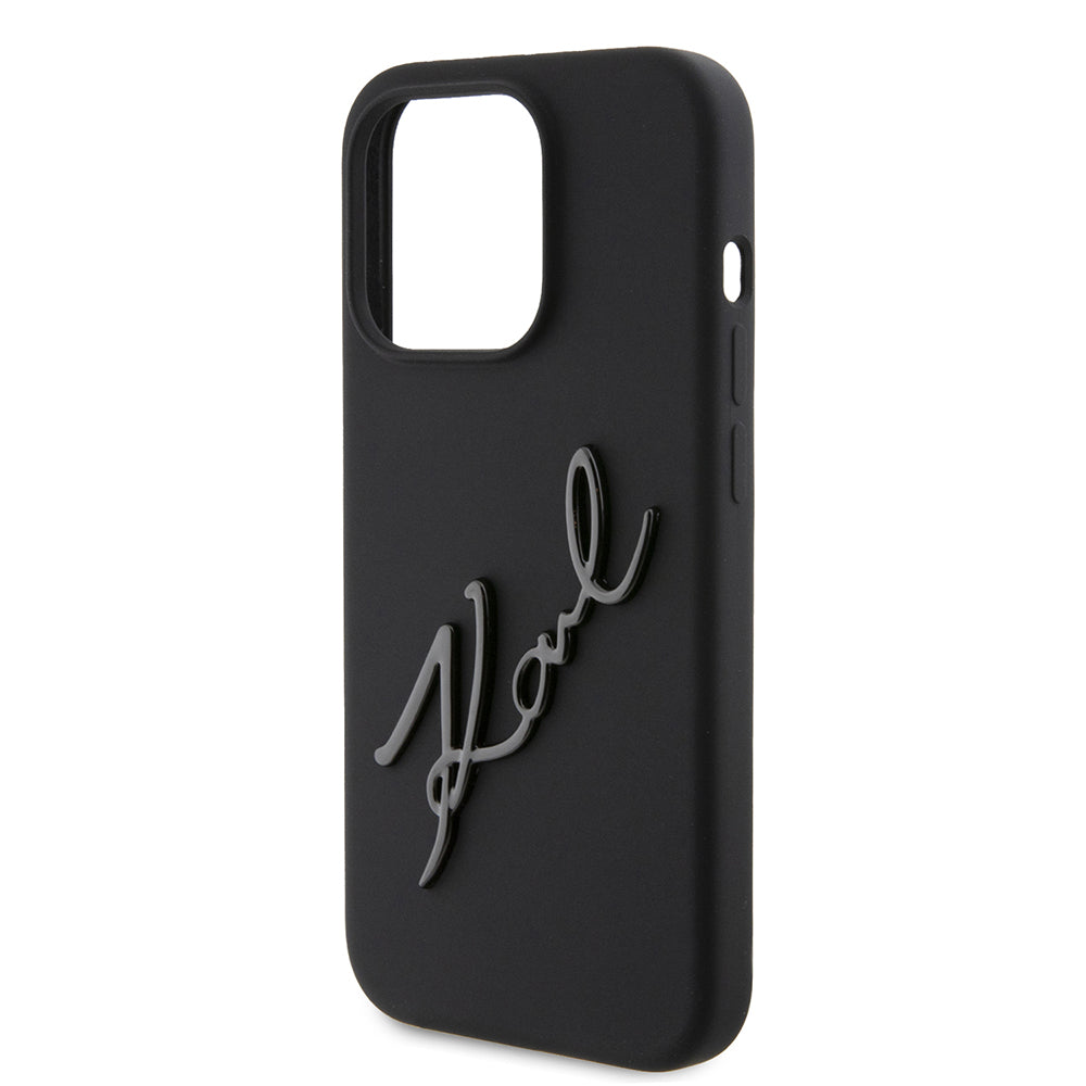 Husa pentru Apple iPhone 15 Pro, Karl Lagerfeld, Silicone Karl Script, Neagra