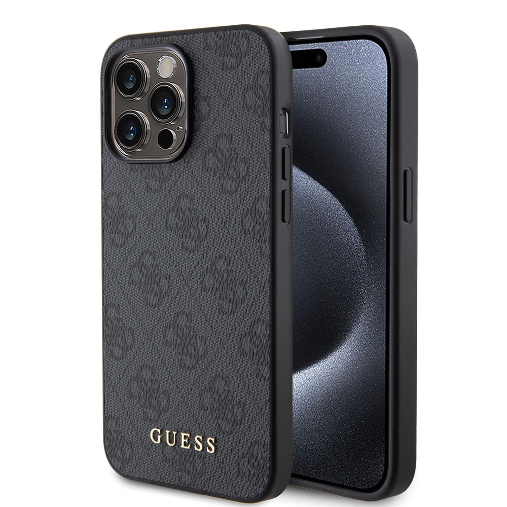 Husa pentru Apple iPhone 15 Pro Max, Guess, 4G Metal Gold Logo, Gri