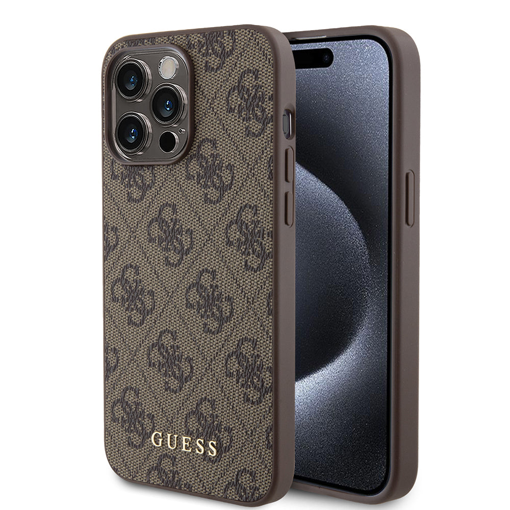Husa pentru Apple iPhone 15 Pro Max, Guess, 4G Metal Gold Logo, Maro