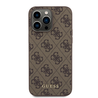 Husa pentru Apple iPhone 15 Pro Max, Guess, 4G Metal Gold Logo, Maro